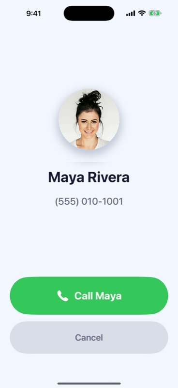 CareDial 01 · Call confirmation